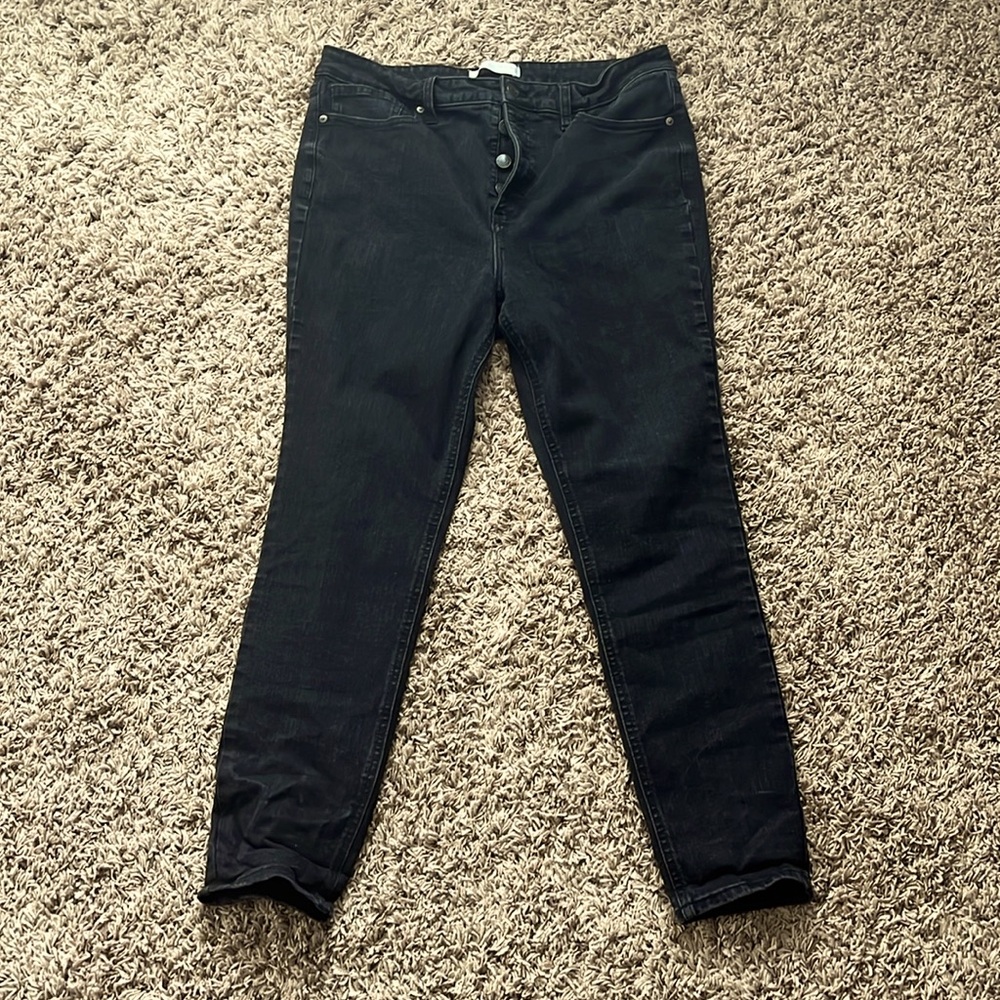 LC LAUREN CONRAD black button fly skinny jeans size 14 high rise